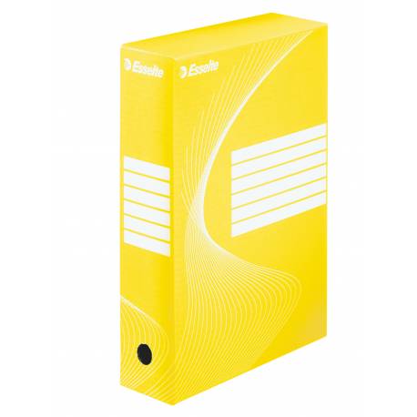 Pudełko archiwizacyjne Esselte, kartonowy pojemnik na dokumenty A4 80 mm, żółty