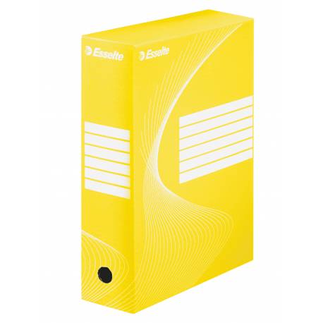 Pudełko archiwizacyjne Esselte, kartonowy pojemnik na dokumenty A4 100 mm, żółty
