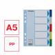 Przekładki plastikowe A5 Esselte, 5 kolorowych indeksów