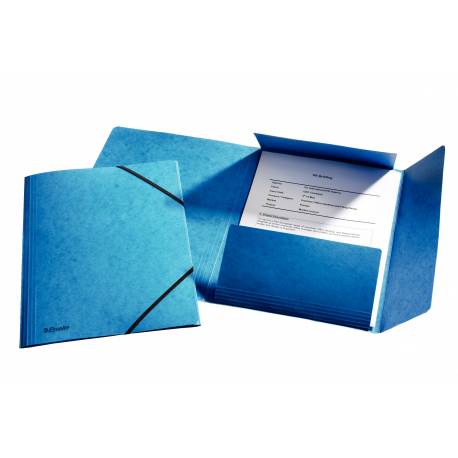 Teczka z gumką Esselte, papierowa teczka biurowa A4, preszpan, niebieski