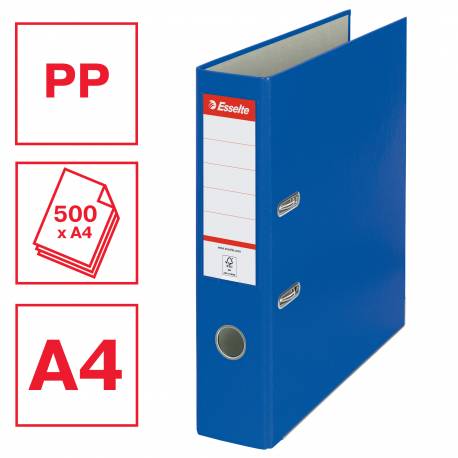 Segregator A4, biurowy segregator na dokumenty ekonomiczny Esselte PP 75 mm, niebieski