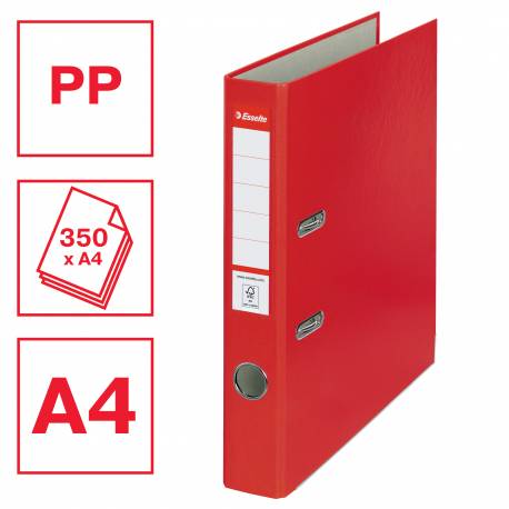 Segregator A4, biurowy segregator na dokumenty ekonomiczny Esselte PP 50 mm, czerwony