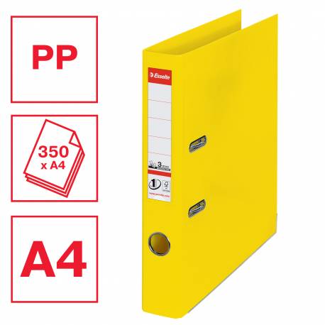 Segregator A4, biurowy segregator na dokumenty Esselte No.1 Vivida 50 mm, żółty