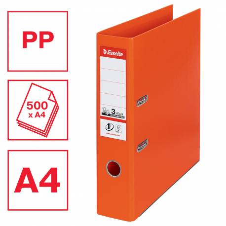 Segregator A4, biurowy segregator na dokumenty Esselte No.1 PCV 75 mm, pomarańcz