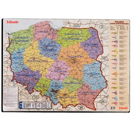 Podkładka na biurko, mata ochronna z mapą Polski Esselte, 50x65 cm