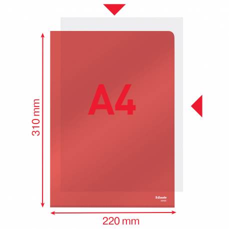 Ofertówki Esselte, obwoluty krystaliczne A4 typ-L 150 mic. (25 szt) czerwony