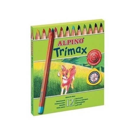 Kredki ołówkowe Alpino TriMAX, trójkątne, grube, 12 kolorów
