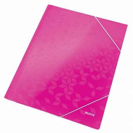 Teczka z gumką Leitz WOW, papierowa teczka biurowa A4, różowy