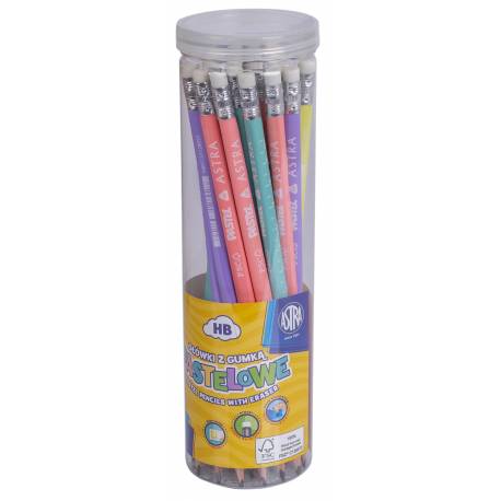 Ołówki pastelowe HB z miarką i gumką drum Astra