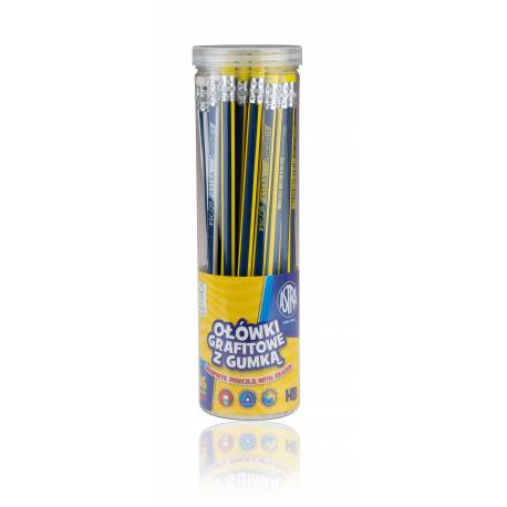 Ołówki grafitowe Astra z gumką HB drum