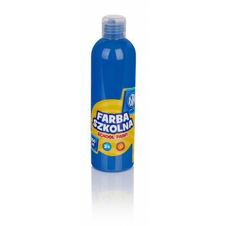 Farby plakatowe Astra, szkolne farby wodne w butelkach 250 ml, niebieska ciemna
