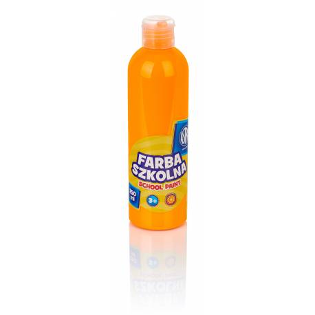 Farby plakatowe Astra, szkolne farby wodne w butelkach 250 ml, fluorescencyjna pomarańczowa