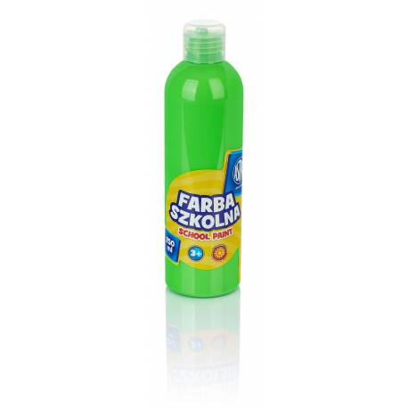 Farby plakatowe Astra, szkolne farby wodne w butelkach 250 ml, fluorescencyjna zielona