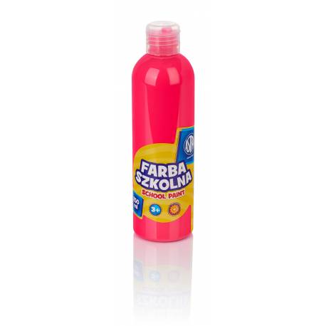 Farby plakatowe Astra, szkolne farby wodne w butelkach 250 ml, fluorescencyjna różowa