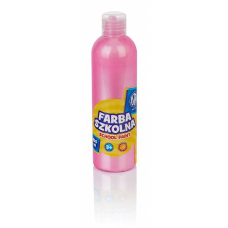 Farby plakatowe Astra, szkolne farby wodne w butelkach 250 ml, perłowa różowa