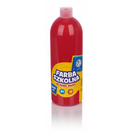 Farby plakatowe Astra, szkolne farby wodne w butelkach 1L, czerwona