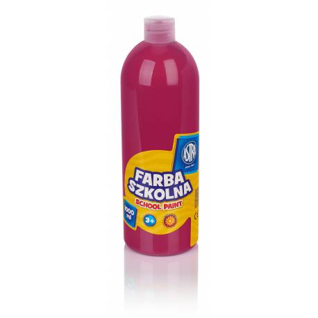 Farby plakatowe Astra, szkolne farby wodne w butelkach 1L, różowa