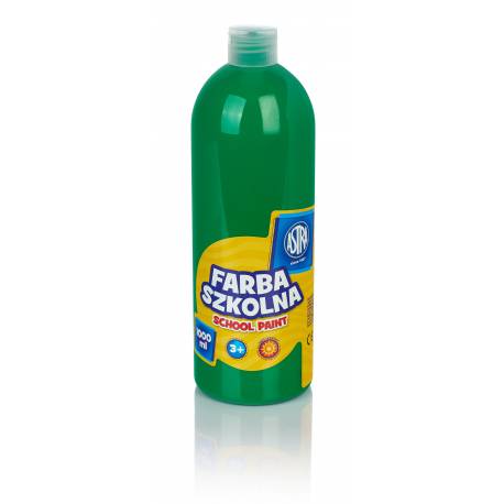 Farby plakatowe Astra, szkolne farby wodne w butelkach 1L, zielona jasna