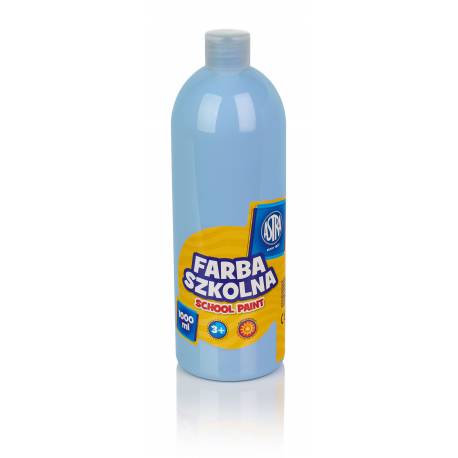 Farby plakatowe Astra, szkolne farby wodne w butelkach 1L, błękitna