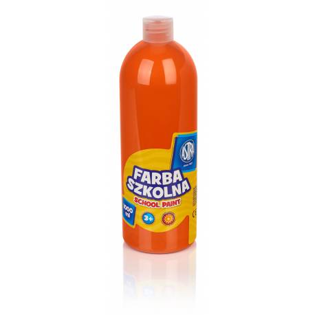 Farby plakatowe Astra, szkolne farby wodne w butelkach 1L, pomarańczowa