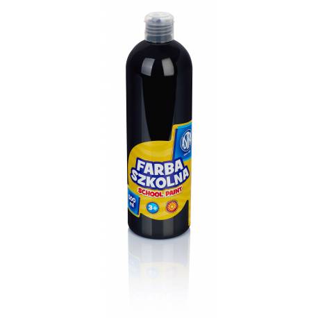 Farby plakatowe Astra, szkolne farby wodne w butelkach 500 ml, czarna
