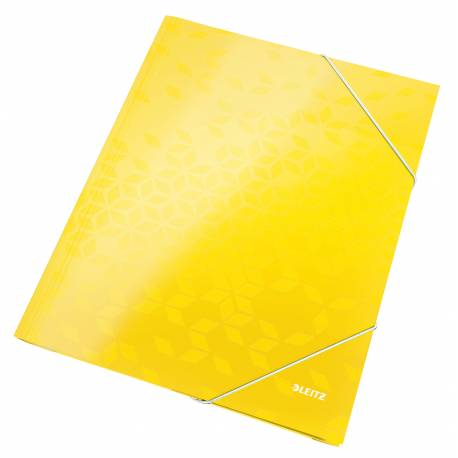 Teczka z gumką Leitz WOW, papierowa teczka biurowa A4, żółta