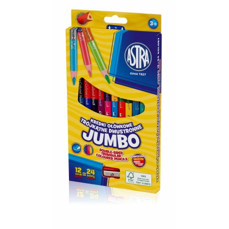 Kredki Astra, kredki ołówkowe Jumbo 12 sztuk 24 kolory