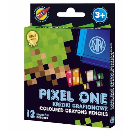 Kredki Astra, kredki z glinki kaolinowej Pixel One 12 kolorów