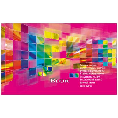 Blok techniczny A4, kolorowe kartki papieru, Premium Kreska 15 kartek