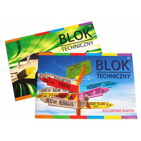 Blok techniczny A4, kolorowe kartki papieru, Interdruk 10 kartek