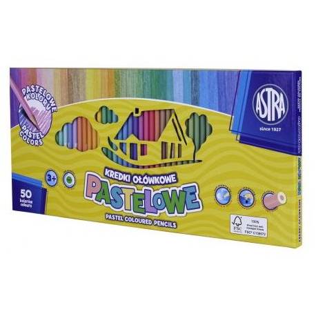 Kredki Astra, kredki pastelowe okrągłe 50 kolorów