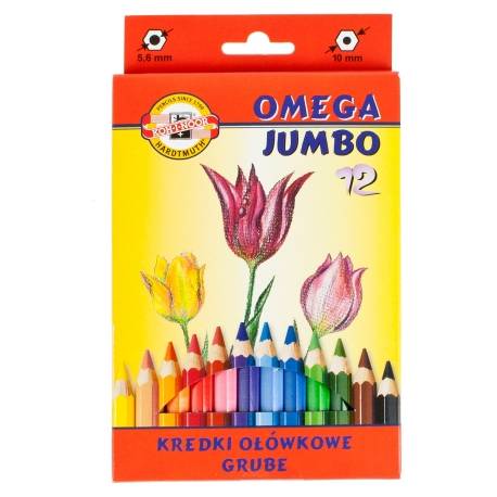 Kredki szkolne, ołówkowe grube, Koh-i-noor Omega Jumbo 12 kolorów