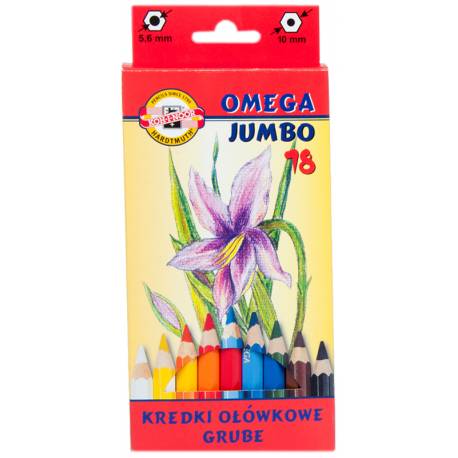 Kredki szkolne, ołówkowe grube, Koh-i-noor Omega Jumbo 18 kolorów