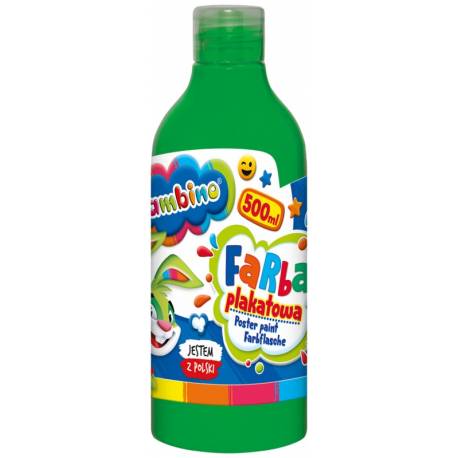 Farby plakatowe Bambino, szkolne farby wodne w butelkach 500 ml, zielona