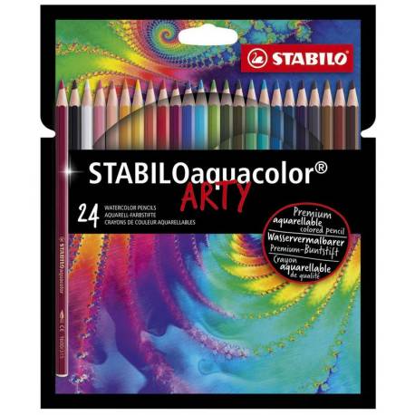 Kredki STABILO aquacolor, ołówkowe kredki akwarelowe etui 24 sztuk ARTY