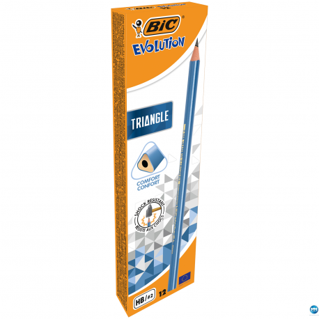 Ołówek BIC Evolution Triangle, trójkątny ołówek z gumką HB