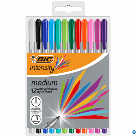 Cienkopisy BIC Intensity Medium, 12 kolorów