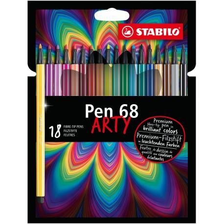 Flamastry STABILO Pen 68, pisaki etui 18 sztuk ARTY