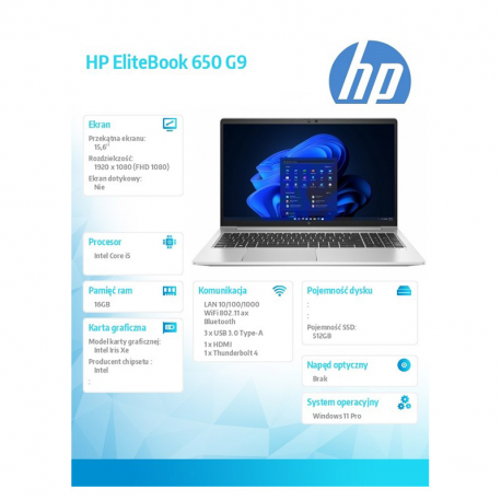 HP Notebook EliteBook 650 G9 i5-1235U 512GB/16GB/W11P/15.6
