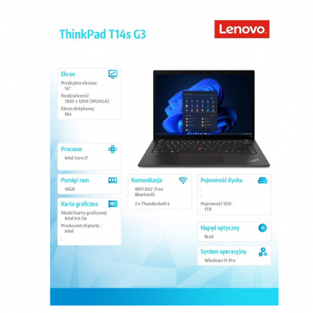 Lenovo Ultrabook ThinkPad T14s G3 W11Pro i7-1260P/16GB/1TB/INT/14.0 WUXGA/Villi