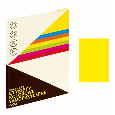 Etykiety samoprzylepne, naklejki kolorowe A4 GRAND żółte