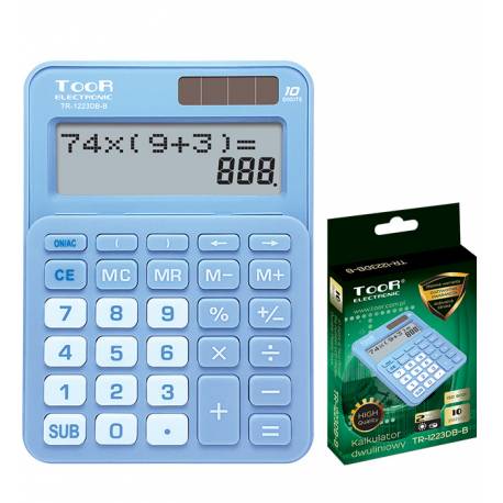 Kalkulator biurowy dwuliniowy TOOR 10-pozycyjny niebieski
