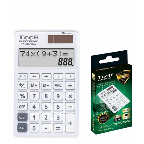 Kalkulator biurowy dwuliniowy TOOR 10-pozycyjny TR-310DB-W