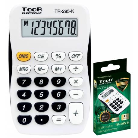 Kalkulator kieszonkowy TOOR 8-pozycyjny biało-czarny