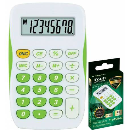 Kalkulator kieszonkowy TOOR 8-pozycyjny biało-zielony