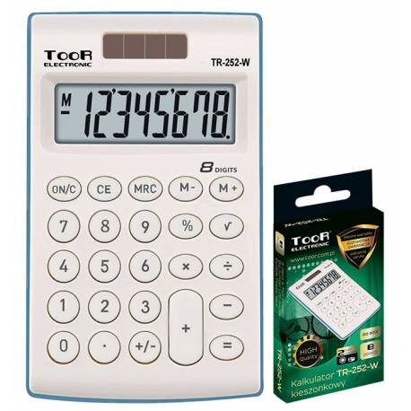 Kalkulator kieszonkowy TOOR 8-pozycyjny, biały