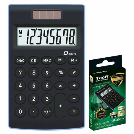 Kalkulator kieszonkowy TOOR 8-pozycyjny, czarny