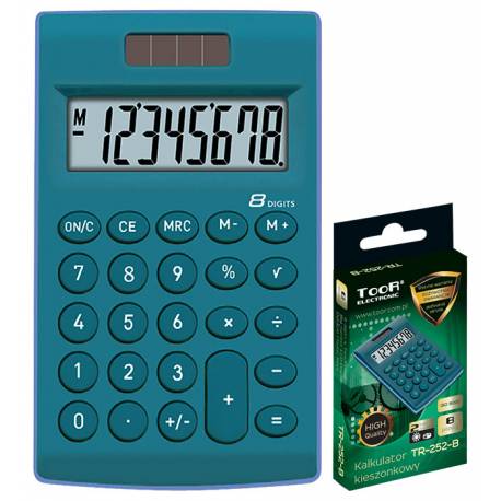 Kalkulator kieszonkowy TOOR 8-pozycyjny, niebieski