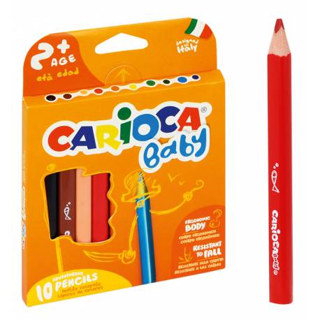 Kredki ołówkowe trójkątne CARIOCA BABY 10 kolorów dla dzieci 2+
