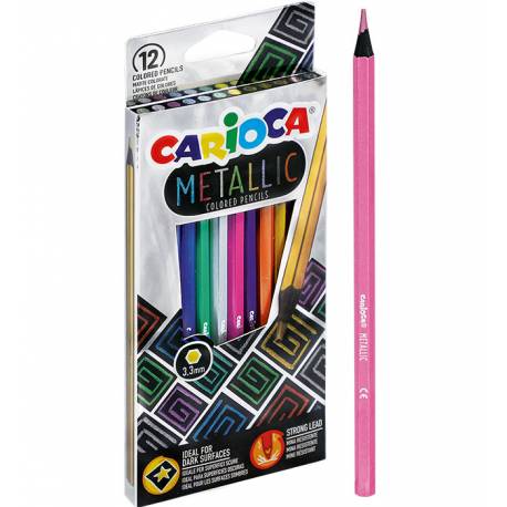 Kredki ołówkowe, CARIOCA, metaliczne 12 kolorów